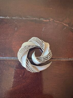 Vintage Crown Trifari Silver-Tone Swirl Brooch